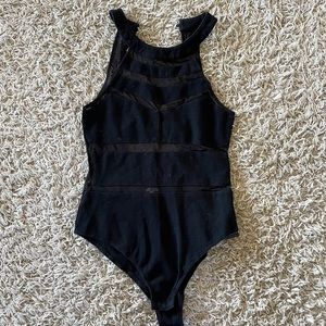 Sheer cutout black bodysuit